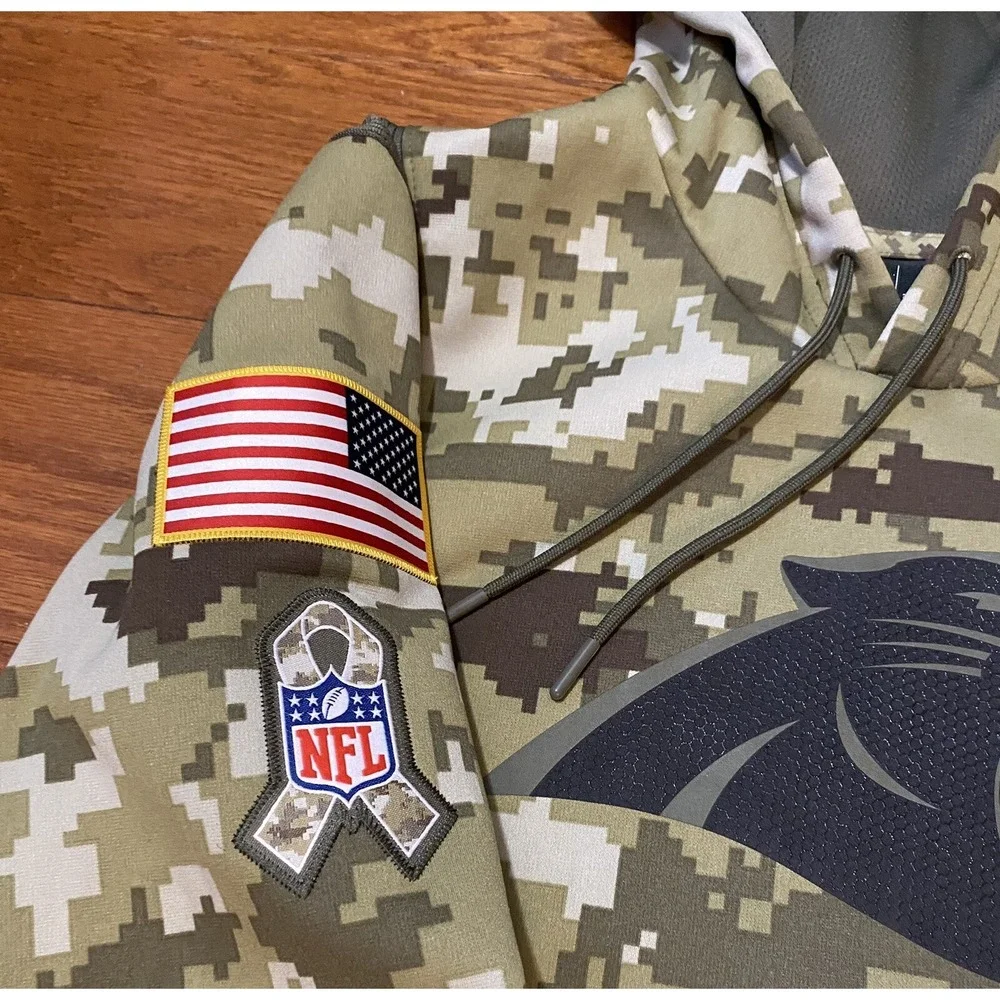 Carolina‎ Panthers Nike Salute To Service Hoodie Mens Medium Green Digital Camo